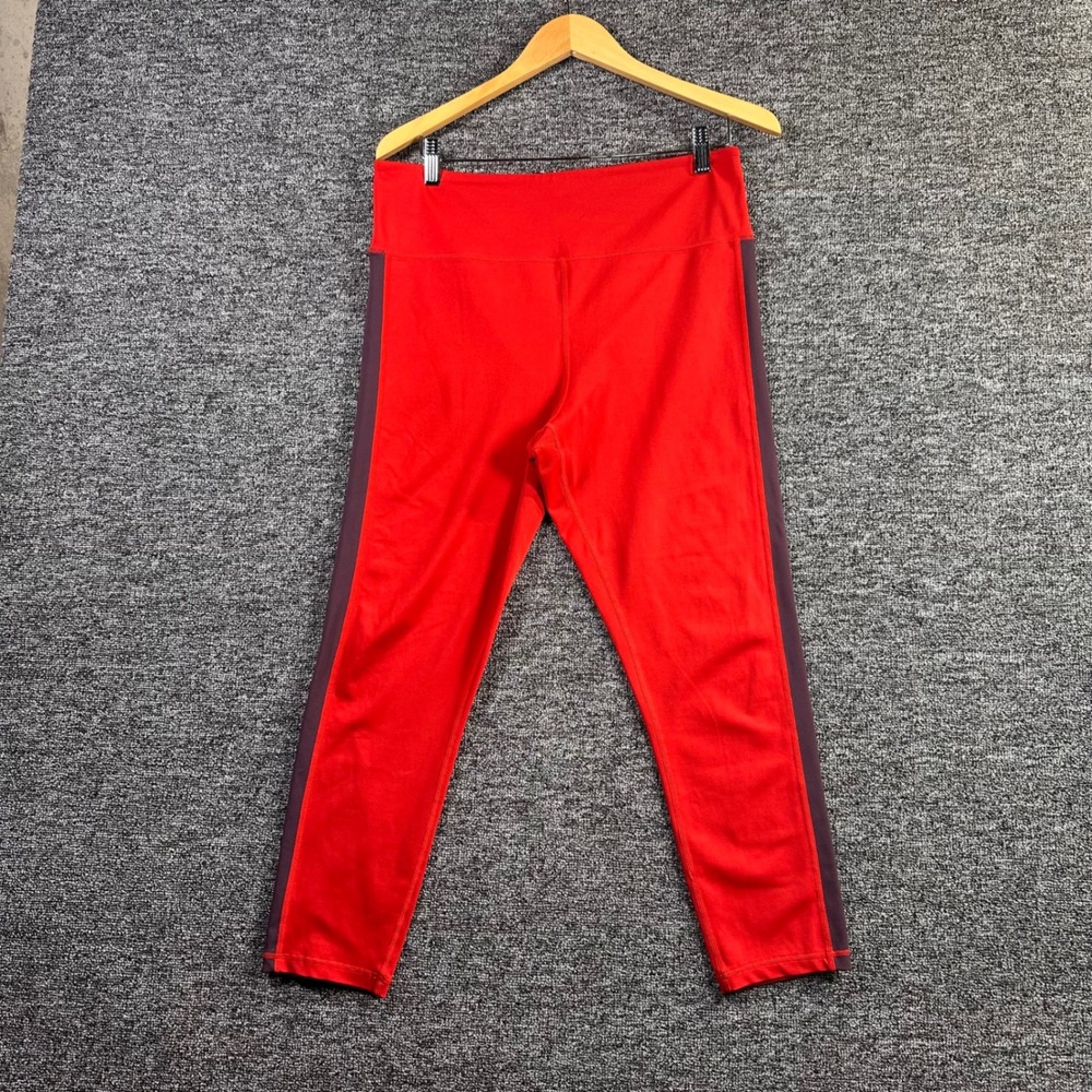 Zyia Active Red High Waisted Side Stripe Leggings Size 16-18‎ Cropped Leggings